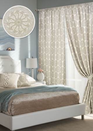 Комплект штор на тесьме "Calcuta - S" 2 шторы 136х270, тюль 450х270 беж