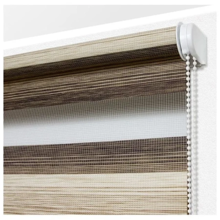 Рулонные шторы день ночь УЮТ Ливерпуль цвет бежево-коричневый