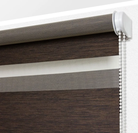 Рулонные шторы день ночь Канзас цвет тёмно-каштановый