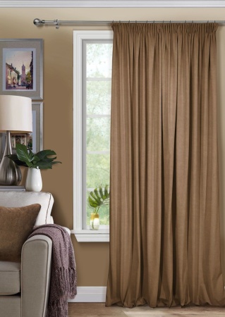 Штора на тесьме 200х270 Pudra с подхватом цвет коричневый
