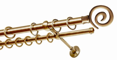 Карниз 2-х рядный гладкий ∅20/16мм, латунь, 400 см, Флеско