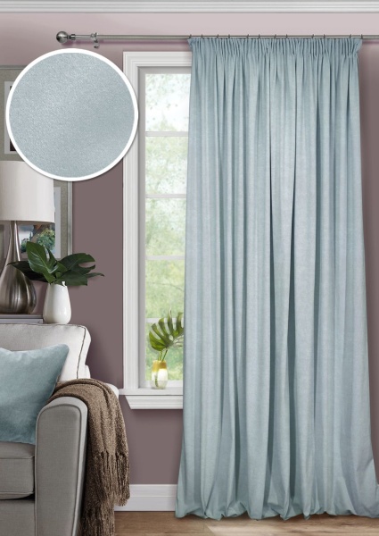 Штора на тесьме 200х270 Pudra с подхватом цвет голубой