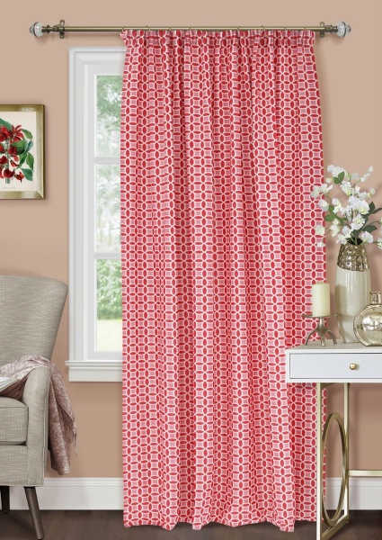 Штора на тесьме 220х270 см Lubawa с подхватом цвет красный