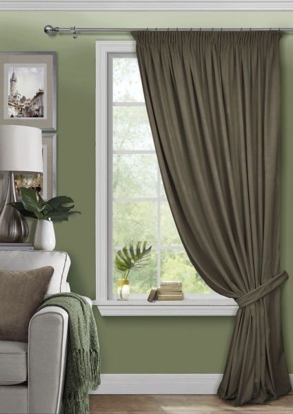 Штора на тесьме 250х300 Pudra с подхватом цвет бежево-коричневый