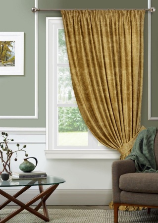 Портьера на тесьме "Бархан Barhan" 136х270 желтый