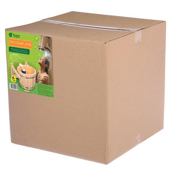 Русский душ 16 л, обливное устройство c пластиковой вставкой и наливным клапаном, липа "Банные штучки"