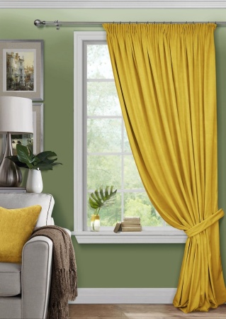 Штора на тесьме 200х270 Pudra с подхватом цвет желтый Штора на тесьме 200х270 Pudra с подхватом цвет желтый