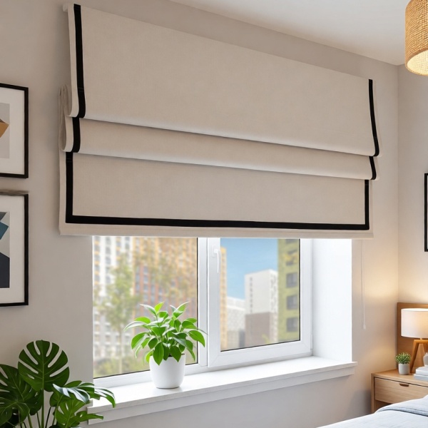 Римская штора Калипсо блэкаут с кантом, цвет бежевый