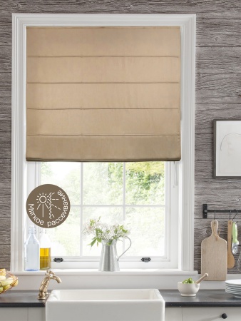 Римская штора Шанталь блеск на веревочном механизме золотистый