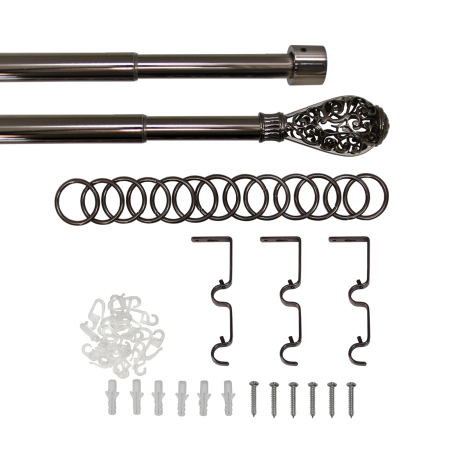 Карниз телескопический двухрядный, металл, Наконечник Кружево, Коньяк, 160-320см
