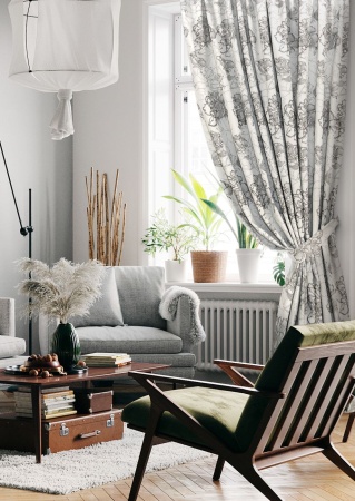 Штора на тесьме 276х270 см Rapsodia с подхватом цвет серый