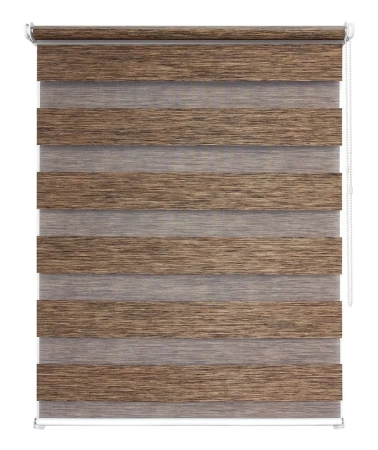 Рулонные шторы день ночь Канзас цвет каштановый