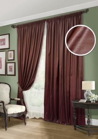 Комплект штор "Simona-S" 2 шторы 220х270, тюль 450х270 коричневый