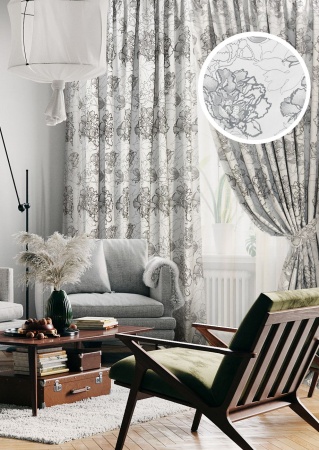 Комплект штор на тесьме "Rapsodia - S" 2 шторы 276х270, тюль 600х270 серый