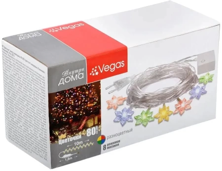 Электрогирлянда светодиодная Vegas Цветочки мультиколор 10 м