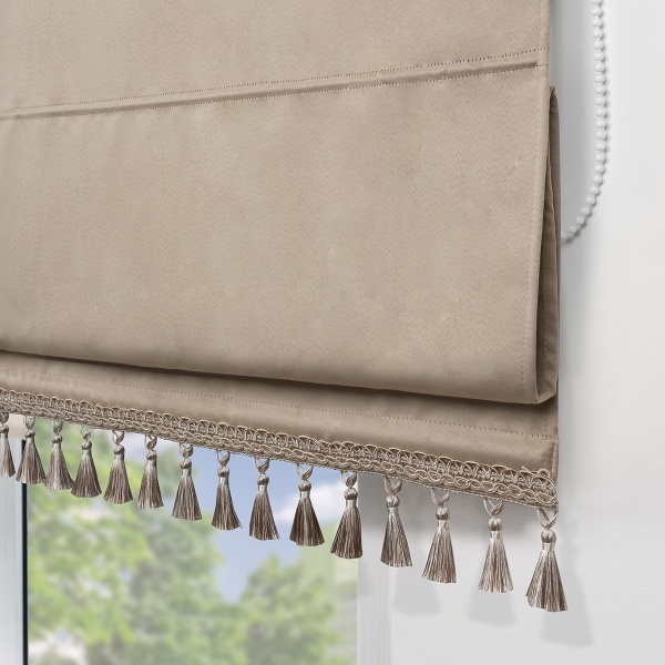 Римская штора с бахромой, Флавия Blackout на ЦМ, цвет светло-бежевый