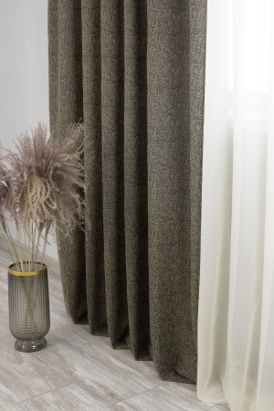 Штора на тесьме 160х260 см Ливит с подхватом цвет черно-бежевый