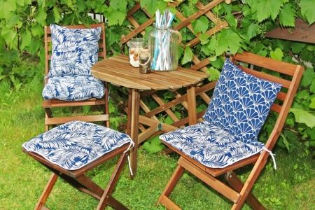 Сидушка на стул с завязками 40x40 Blue Palma с принтом