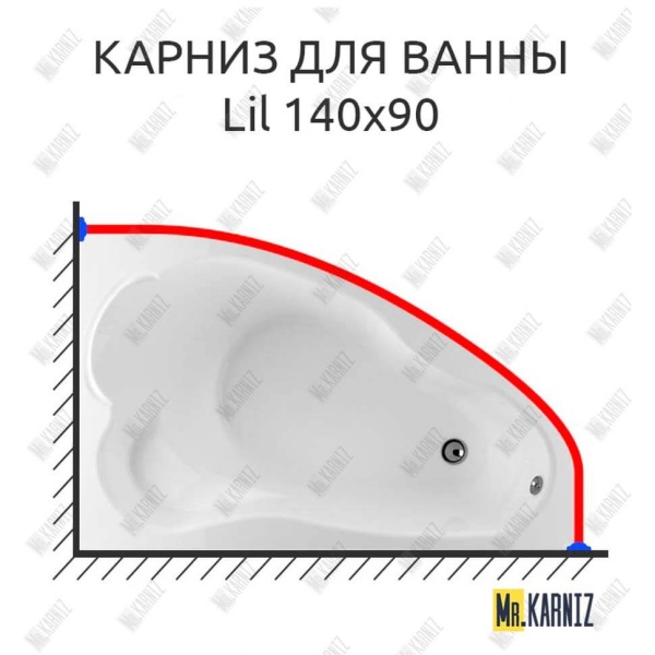 Карниз для ванны 1 MarKa Lil 140х90 Усиленный 25 мм
