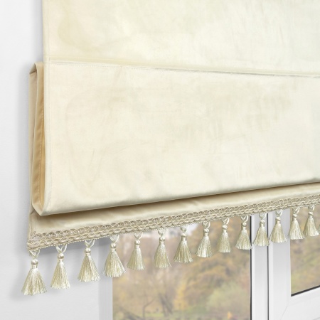 Римская штора с бахромой, Кисть цвет ванильный