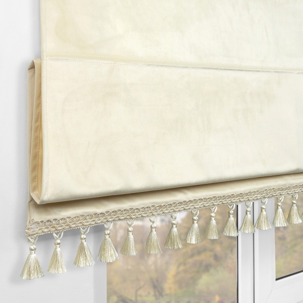 Римская штора с бахромой, Кисть цвет ванильный